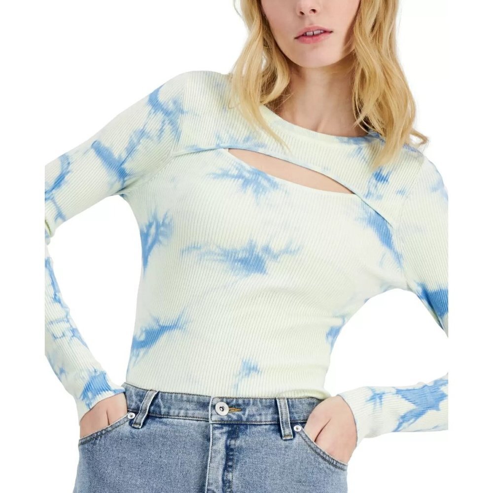INC International Concepts XL Ribbed Cutout Crewneck Sweater Tie Dye $69 1315